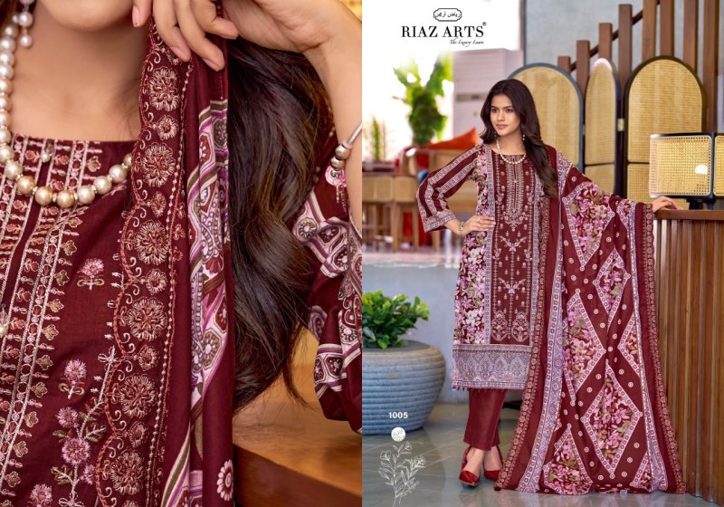 Zeenat By Riaz Arts Lawn Cotton Embroidery Dress Material 